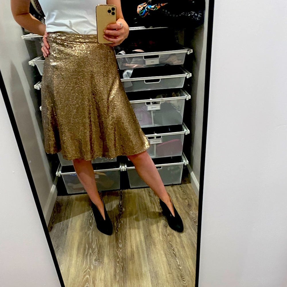 Gold glitter skirt from Ann Taylor